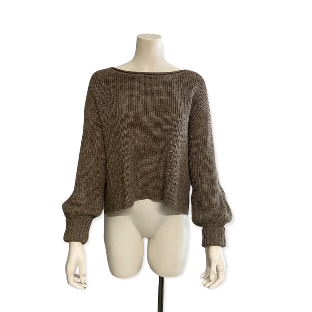 garage brown gray sweater